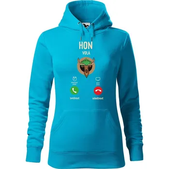 Dámská mikina DOBRÝ TRIKO Dámská mikina s potiskem Hon volá Velikost dámské mikiny: XS, Barva: Tyrkysová