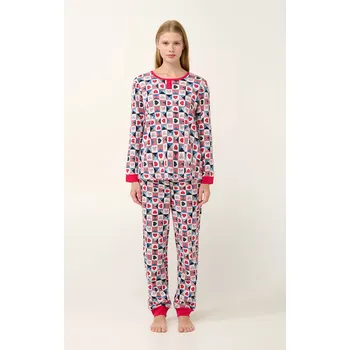 Pánské pyžamo Vamp - Dámské bavlněné pyžamo s motivem srdíček 21933 - Vamp blue M