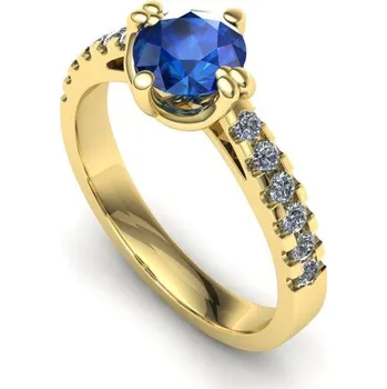 Prsten Prsten s přírodním safírem a brilianty PK21001 Materiál: Červené zlato 14kt, Velikost: 76