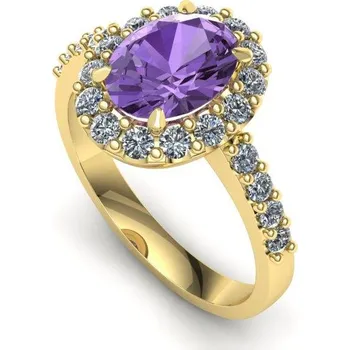 Prsten Prsten s ametystem a brilianty PK 21006 Materiál: Červené zlato 14kt, Velikost: 68