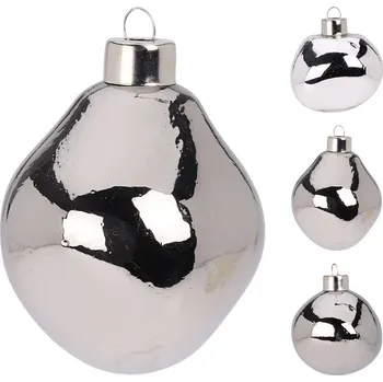 Vánoční ozdoba Vánoční ozdoba skleněná 60 mm, šedá-stříbrná - sada 3 ks