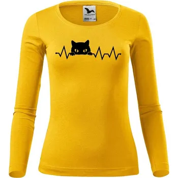 Dámské tričko DOBRÝ TRIKO Dámské bavlněné triko Tep kočka Velikost: XL, Barva: Žlutá