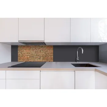 Obklad DIMEX | Dibond za kuchyňskou linku DBW-08040-306 | 80 x 40 cm | Zeď z červených cihel + Dibond deska za kuchyňskou linku DIMEX v rozměru 80 x 40 cm, motiv Zeď z červených cihel