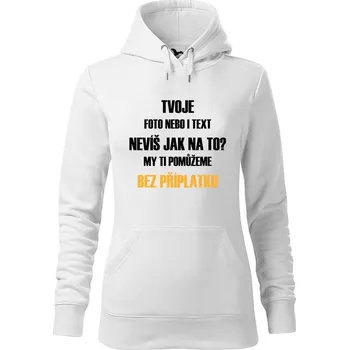 Dámská mikina DOBRÝ TRIKO Dámská mikina s potiskem vlastní motiv Velikost dámské mikiny: 2XL, Barva: Bílá