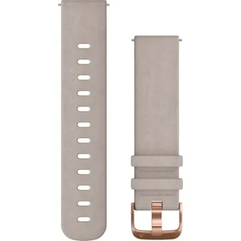 Řemínek na hodinky Řemínek Garmin Quick Release (20mm) kůže semišový šedý, růžovozlatá přezka