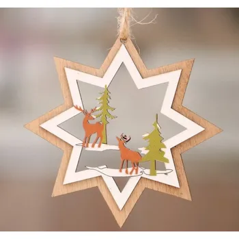 Vánoční ozdoba Dřevěná vánoční ozdoba - Hvězda a les
