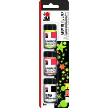Speciální výtvarná barva Sada akrylových barev svítící Marabu Hvězdy 3 x 15 ml
