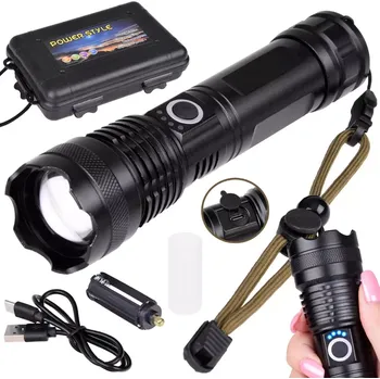 Svítilna Výkonná LED svítilna s USB dobíjením, voděodolná, se zoomem