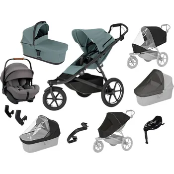 Kočárek Luxusní set Thule Urban Glide 3 Mid blue + korba mid blue + pláštěnka + moskytiéra + madlo + pláštěnka + moskytiéra + PIPA™ next granite Autorizovaný prodejce