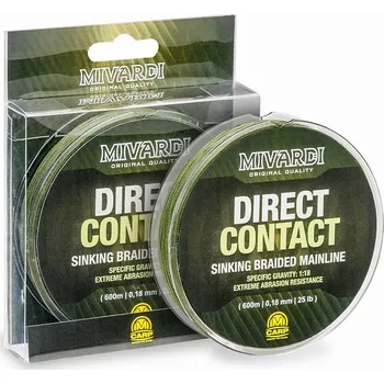 Mivardi Splétaná Šňůra Direct Contact Sinking Braid Green 600 m - Průměr 0,18 mm / Nosnost