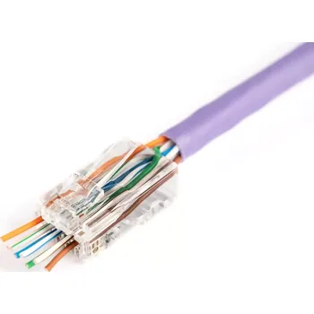 Konektor Průchozí konektor RJ45 (8P8C) kat. 6, neekranovaný, AWG 26–24, balení 100 ks