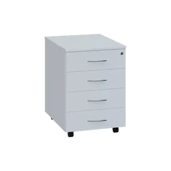 Zásuvkový kontejner NXKZ - 01 kontejner pojízdný, 4-zásuvkový, deska 18 mm, zámek na 1. zásuvce, bílá