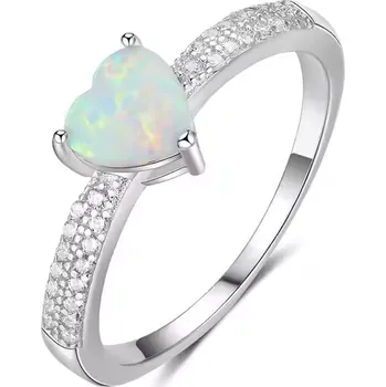 Prsten Stříbrný prsten OPÁLOVÉ SRDCE Velikost prstenu: 7 (EU: 54-56) Ag 925; ≤1,8 g.