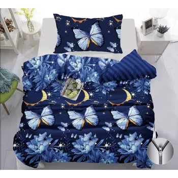 Povlečení TOTÁLNÍ VÝPRODEJ ! LUXUSNÍ BAVLNĚNÉ POVLEČENÍ - MOTÝLCI A MĚSÍC 140 x 200, 70 x 90 cm zip