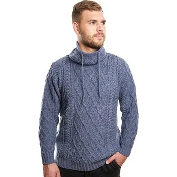 Dámský svetr Vlnka Pánský vlněný rolák se šňůrkami Merino modrá velikost oblečení L