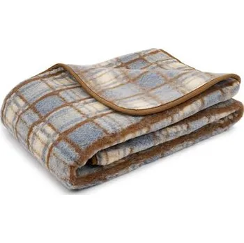 deka Vlnka Deka z ovčí vlny káro šedá velikost lůžkovin 135x200