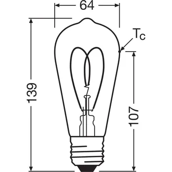 Lampička OSRAM LED Vintage ST64 E27 7,2W 927 Heart Filament clear dim přehledně