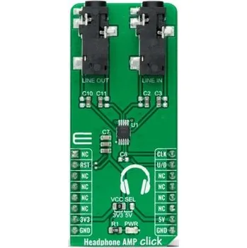 Hi-Fi Zesilovač Analogový vývojový nástroj, Headphone AMP Click, Audio Power Amplifier, pro použití s: Zásuvka mikroBUS MikroElektronika