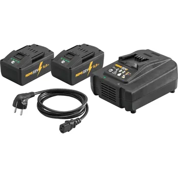 REMS Akumulátory 2x 5,0 Ah a nabíječka Power-Pack 22 V / 290 W, 571593 (Rems 571593 Power-Pack - 2 kusy akumulátoru Li-Ion 21,6 V, 5,0 Ah, rychlonabíječka Li-Ion 230 V, 290 W)