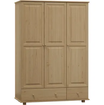 Šatní skříň KIK TRADE Dřevěná šatní skřín MB 62 borovice masiv šířka 120 cm Odstíny: Přírodní lakovaná