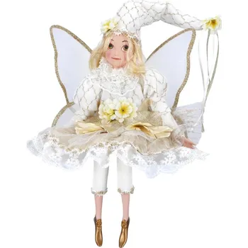 Vánoční dekorace Víla s hracím strojkem 57 cm, zlato-jantarová barva