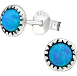 Stříbrné náušnice AZUROVÝ OPÁL Ag 925; ≤0,6 g.