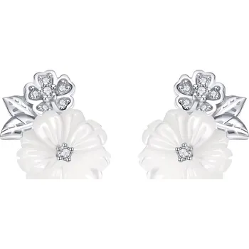 Náušnice Olivie Stříbrné náušnice BÍLÝ KVĚT 9183 Ag 925; ≤2,0 g.