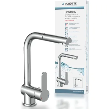 Vodovodní baterie SCHÜTTE kuchyňská baterie LONDON, nízkotlaká kuchyňská baterie, vytahovací kuchyňská baterie, kuchyňská baterie chromová | 79719
