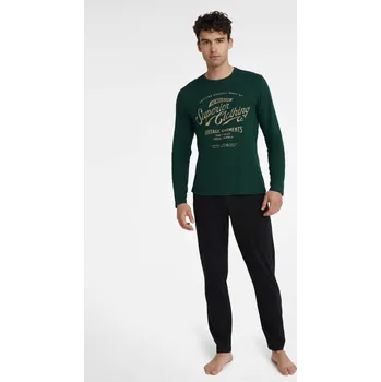 Pánské pyžamo Pyžamo Imress 40952-79X Tmavě zelená a černá - Henderson XL