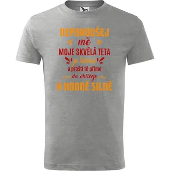 Chlapecké tričko DOBRÝ TRIKO Dětské tričko s potiskem Šílená teta Velikost: 158/12 let, Barva: Tmavě šedý melír