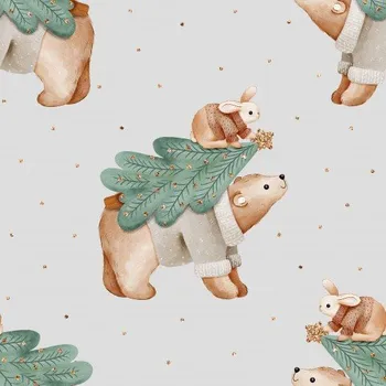 Vánoční dekorace Vánoční medvěd se zajíčkem - Šedá Materiál: Nepromokavá tkanina