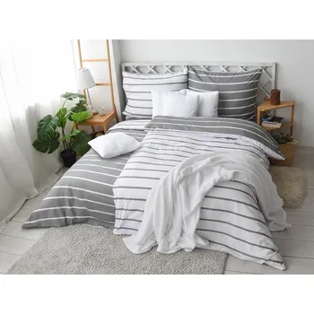 Povlečení XPOSE® Bavlněné povlečení KLAUDIE DUO na dvě lůžka - šedé/bílé 140x200 cm, 70x90 cm, Bavlna + Prodloužená možnost vrácení zboží do 50 dnů