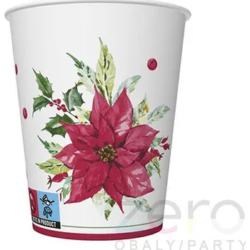 Jednorázové nádobí Pohárek (kelímek) nápojový papírový 0,25 l (8 ks) - vánoční hvězda