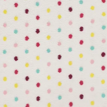 Fleece bílý, barevné puntíky, š.155