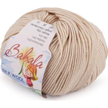Galanterie Pletací vlněná, hedvábná příze Babala 50 g, barva 2 (009) béžová světlá