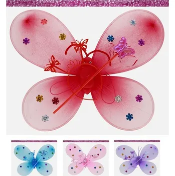 Karnevalový doplněk Motýlí křídla s doplňky mix barev, svítící