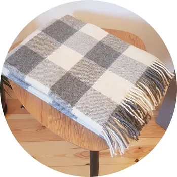 deka Vlněná deka se ze 100% ovčí vlny se střapci (400g/m2) - Károvaná - 02/160 160 x 200 cm
