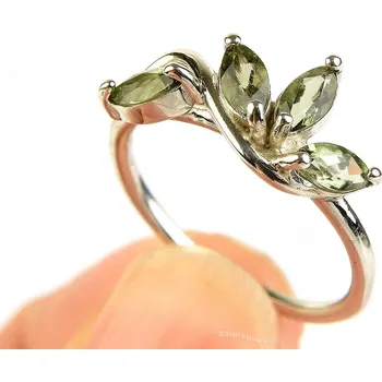 Prsten Prsten s vltavíny standard brus Ag 925/1000 + Rh