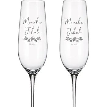 Sklenice Dekorant Svatební sklenice na šampaňské VĚTVIČKA 270 ml 2KS