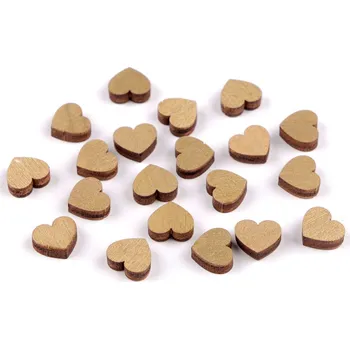 Vánoční dekorace Dřevěné srdce mini k nalepení Ø10 mm, barva 6 zlatá