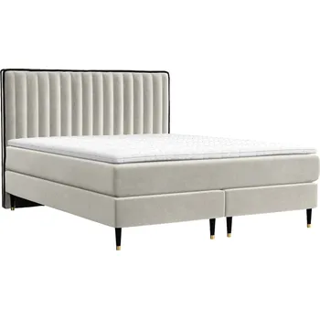 Postel Maison de Rêve Světle béžová sametová postel boxspring RHODES 200 x 200 cm