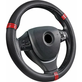 Potah na volant Potah na volant imitace carbonu černý s červenými pruhy