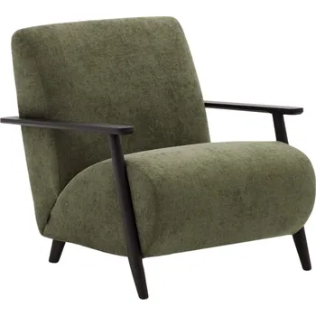 Křeslo Zelené čalouněné křeslo Kave Home Meghan s tmavou podnoží