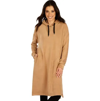 Dámská móda Dámské mikinové šaty s kapucí LITEX světle hnědé XL