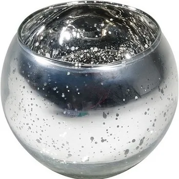 Svícen CHAKS Svícen skleněný na čajovou svíčku metalický stříbrný 10x8cm