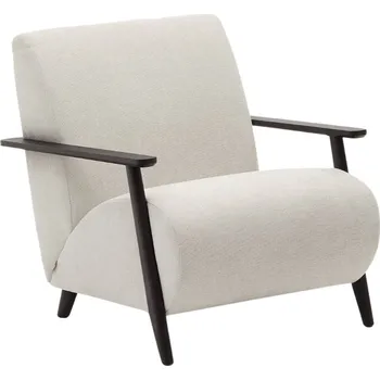 Křeslo Šedé čalouněné křeslo Kave Home Meghan s tmavou podnoží