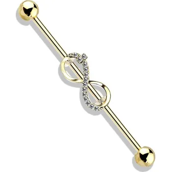 Piercing Zlacený industrial piercing - nekonečno