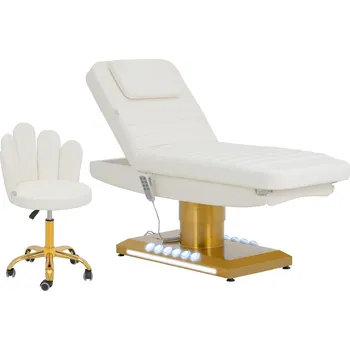 Zdraví physa Kosmetické lehátko elektrické s rolovacím stolkem - 3 motory - 300 W - 188 x 70 x 59 - 80 cm - 200 kg - bílá/zlatá PHYSA SAVONA WHITE