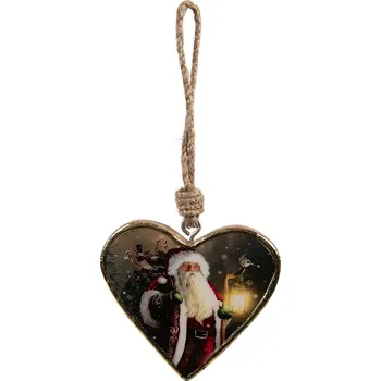 Vánoční ozdoba Clayre & Eef - Vánoční dřevěná ozdoba HEART 6H2385L