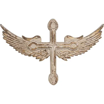Clayre & Eef - Nástěnná dekorace CROSS WITH WINGS 6H2384